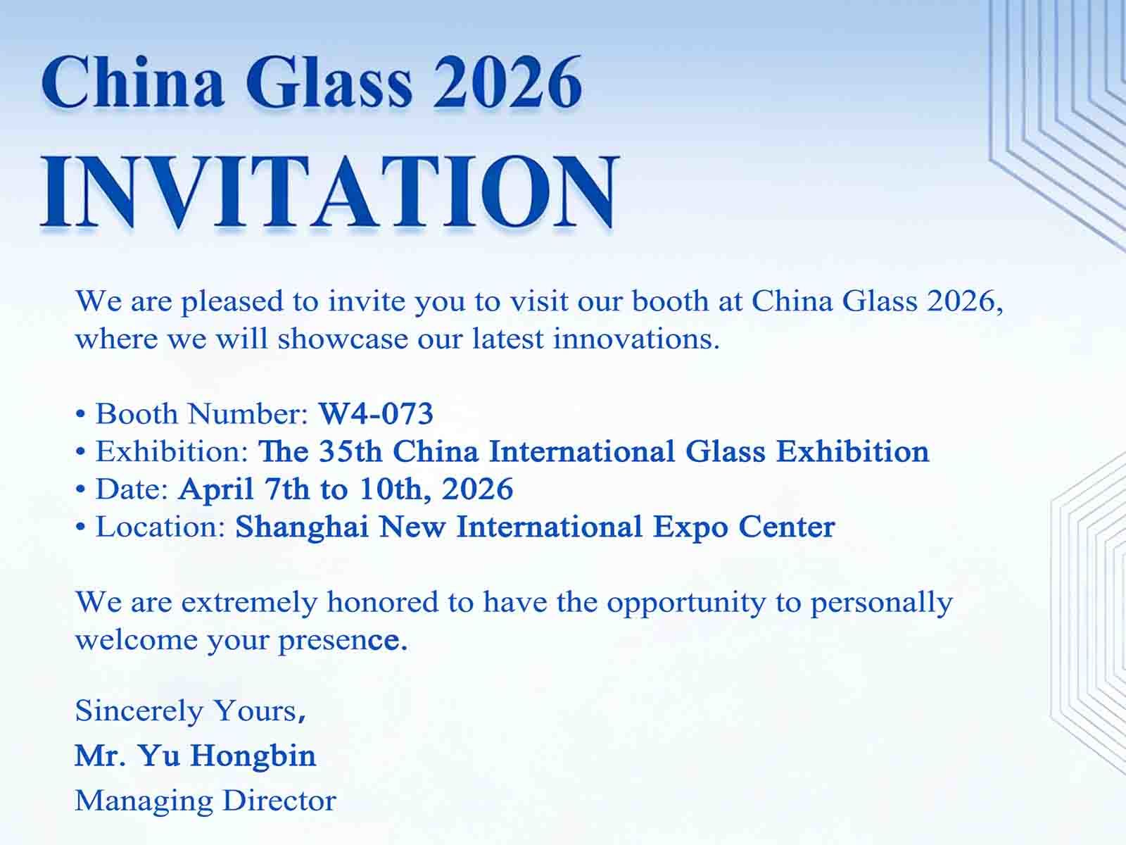 Son şirket blogları hakkında China Glass 2026 Şangay'da yapılacak